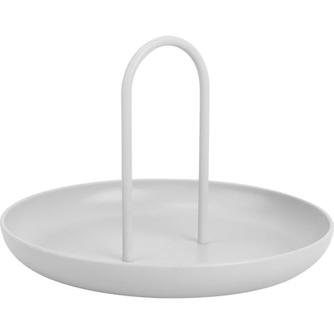 Plateau Rond de Rangement Ménager Gris Blanc, Porte-Objets Divers Léger et Lisse, Conteneur Polyvalent pour Couloir, Bureau et Salon, pour Clés, Bijoux et Cosmétiques, Plateau (1/5)