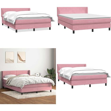 vidaXL Boxspringbett mit Matratze Rosa 140x220 cm Samt (1/5)