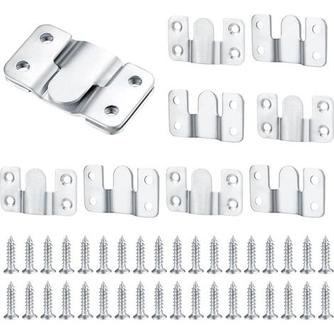 10 supports encastrés dissimulés, supports de suspension robustes à emboîtement, connecteurs pour meubles, fixations murales en acier inoxydable pour tableaux, miroirs et présentoirs d'images (1/5)