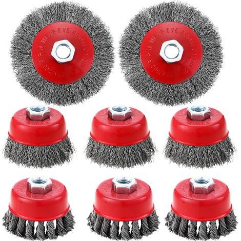 8 Pieces Wire Brush for Drill Angle Grinder, Threaded Ffil Brush for Angle Grinder with M14 Thread, Suitable for Grinding, Deburring and Rust (8) (1/5)