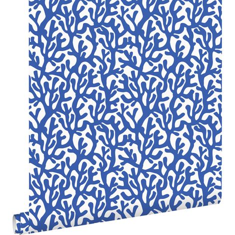 papier peint corail bleu et blanc - ESTAhome (1/5)