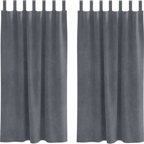 Rideaux avec des rideaux 2 pcs Gris clair 140 x 175 cm Velours CFW14541 (1/5)
