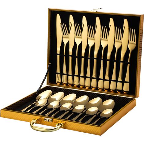 24-teiliges Besteck-Set aus Edelstahl für 6 Personen mit Aufbewahrungskoffer Hochwertige Qualität für Zuhause, Küche, Restaurant, Hotel (1/5)