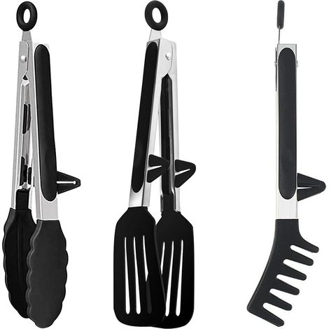 3 Pièces Pince Cuisine Inox de 27 cm en Acier Inoxydable Avec Support,Pinces pour Barbecue,Pince Cuisine Inox,Sans BPA,pour Barbecue,Buffet,Servir,Salade (1/5)