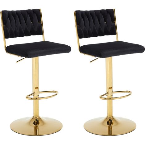Wahson Barhocker 2er Set Barstuhl Drehbar Küche Thekenhocker mit Metallbeine für Esszimmer, Schwarz (1/5)