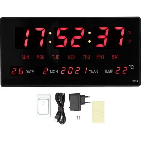 Große digitale LED-Wanduhr mit präziser Tischanzeige, elektronischem Hängekalender und Anzeige der Innentemperatur (100-240°C). (1/4)