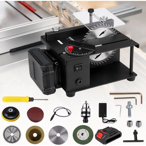 Mini Scie de Table pour Bois, Mini petite table de scie à bois, table de tronçonneuse, 23000r/min, 0-90°, Profondeur Coupe 35MM (1/5)