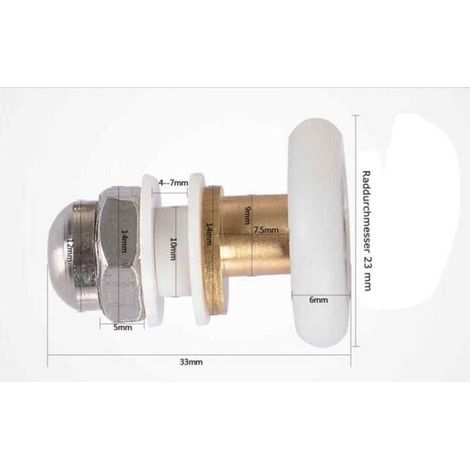 6pcs Roues, Diamètre 23mm, Verre 6-8mm, Réglable, Cabine Coulissante (1/4)