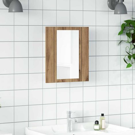 Armoire de salle de bain-Meuble de salle de bain miroir LED chêne artisanal 40x12x45 cm 473789 (1/5)