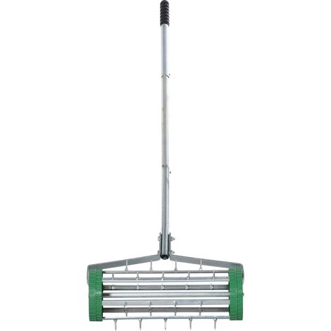 Aeratore per prato manuale in acciaio 139 x 43,5 x 15 cm con ruote in plastica (1/5)