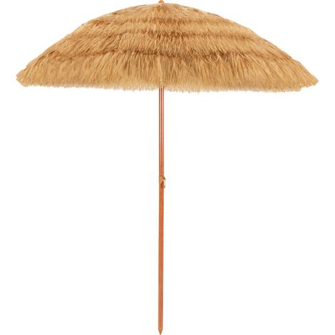 Ombrellone basculante da 200 cm ampia zona ombreggiata per spiaggia cortile piscina stile hawaiano ferro naturale 200020562