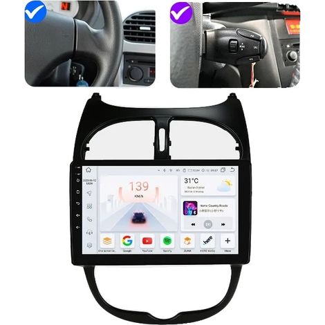 Radio para coche, soporte multimedia, pantalla táctil, compatible con Peugeot 206 206CC 206SW 2000 - 2008, S8-8G 128G-8core-B (1/2)