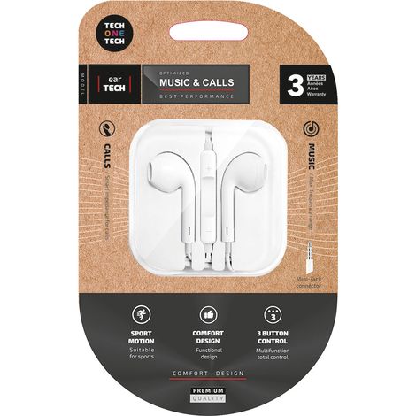 Cuffie Eartech TECH ONE TECH connettore mini-jack – Bianco (1/2)