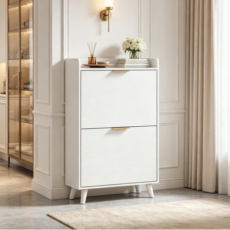 Zapatero estrecho blanco, 2 puertas abatibles, 8 a 12 pares hasta la 45, DESVIAE (1/5)