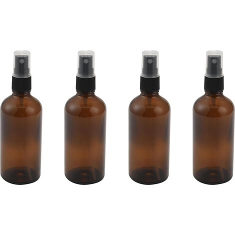 4X Pulvérisateur en Verre Ambré de 100Ml avec Pulvérisateurs Atomiseurs Noirs,Récipient Réutilisable pour Utilisation D' Essentielle/Aromathérapie (1/5)
