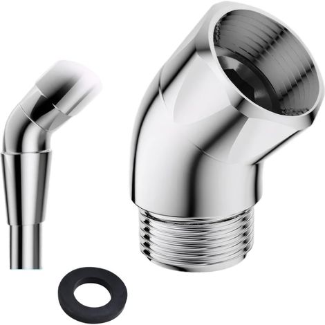 Adaptateur de pommeau de douche à 135° avec joint en caoutchouc - Connecteur de pommeau de douche articulé de haute qualité - Coude de douchette - Adaptateur de flexible (1/5)