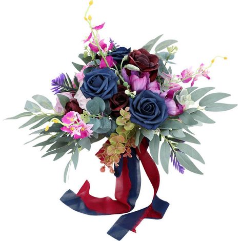 Künstliche Blumen mit Zweigen, Brautstrauß, Hochzeitsblumen für die Heimdekoration (1/5)