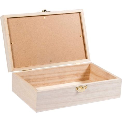 Rayher Scatola Portaoggetti In Legno, Coperchio di Vetro con Scomparto per Accessori, 20 x 12.5 x 6.5 cm, Legno Naturale, da Decorare e Colorare, 62945505 (1/5)