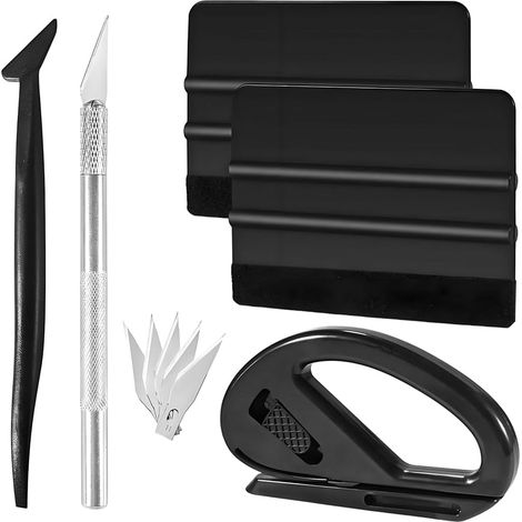 Kit d'outils pour le teintage de vitres de voiture – Ensemble d'installation de films de protection pour vitrage automobile (10 pièces) – Outils d'application avec raclette et cutter (1/5)