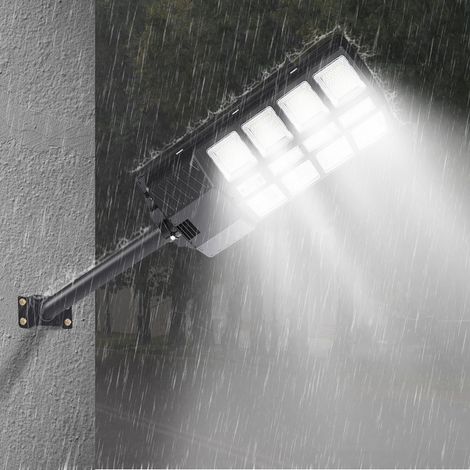 Jiubiaz 4x Applique Solare da Esterno 400W LED, IP67 Impermeabile, 4 Modalità di Illuminazione, Sensore Radar 180°, Telecomando