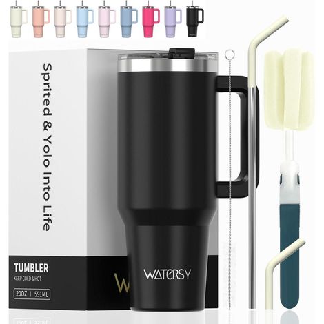 Thermobecher Kaffeebecher 20oz Edelstahl Doppelwandig 591 ml Schwarz (1/5)
