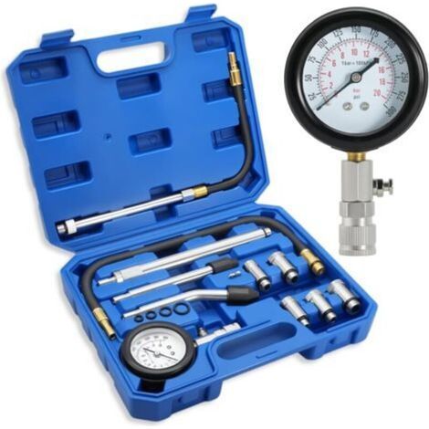 Kit de 11 testeurs de compression pour moteur à essence 0-300 PSI / 0-20 bar, testeur de compression pour moteur à essence de voiture, manomètre de compression (1/5)