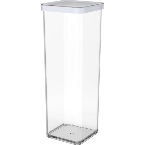 Rotho Loft scatola quadrata de 2l con coperchio e sigillo, plastica (SAN) BPA free de, trasparente/bianco, 2l (10,0 x 10,0 x 28,5 cm) (1/4)