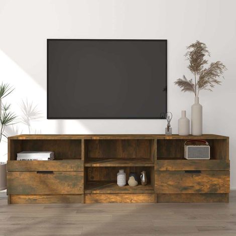 vidaXL TV Cabinet Smoked Oak 150x33,5x45 cm Engineered Wood (1/5)