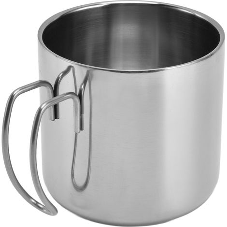Tasse à café en acier inoxydable 400ml, durable et portable, idéale pour bureau, maison ou restaurant, sans couvercle. (1/5)