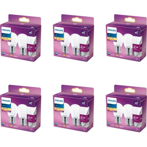 Philips Conjunto Pack E27 Bombilla Globo Opaca 40W No Regulable Luz blanca cálida - 12 unidades (1/3)