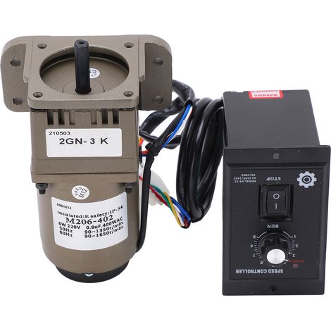 Moteur asynchrone monophasé 220V 6W à engrenage, vitesse réglable et réducteur (3K) (1/5)