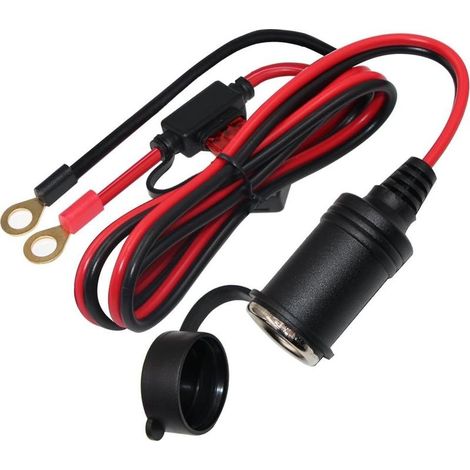 Allume-cigare femelle de voiture vers borne à joint torique-câble de Charge d'extension de faisceau de borne à œillets 12V-24V 3 pieds 15A (1 paquet) (1/5)