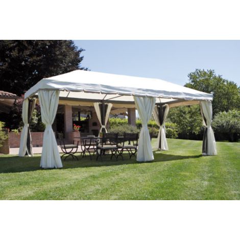 Gloriette rectangulaire 600x300 cm. Couleur de la toile écru, tige anthracite MALIGI HOME MG/CIANO Ecrù (1/3)