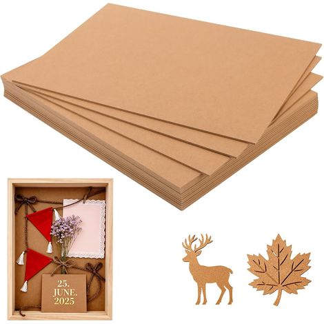 Lot de 16 plaques MDF 3mm marron 420x300mm - Panneaux de bois pour artisanat, découpe laser, linogravure et projets bricolage (1/5)