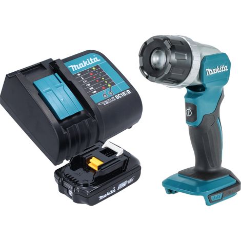Makita DML 808 SA1 Lámpara de mano sin cable 14,4 / 18 V 190 lm LED + 1x batería recargable 2,0 Ah + cargador