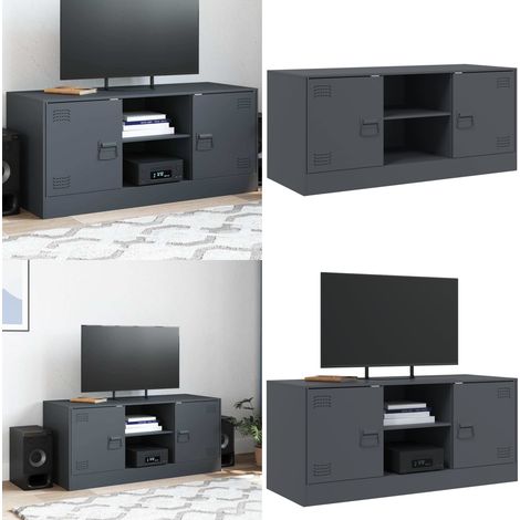 TV-Schrank Anthrazit 99x39x44 cm Stahl - TV-Schrank - Fernsehtisch - Regal - Wohnzimmermöbel - Anthrazit - Home & Living (1/5)