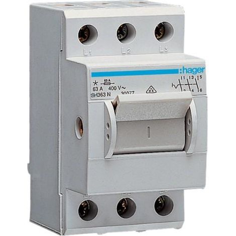 Hager Interruptor principal 3 polos 63 A Rail DIN gris