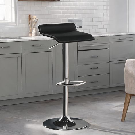 Tabouret de bar coloris noir en PVC 38 x 38 x 83 cm (1/5)