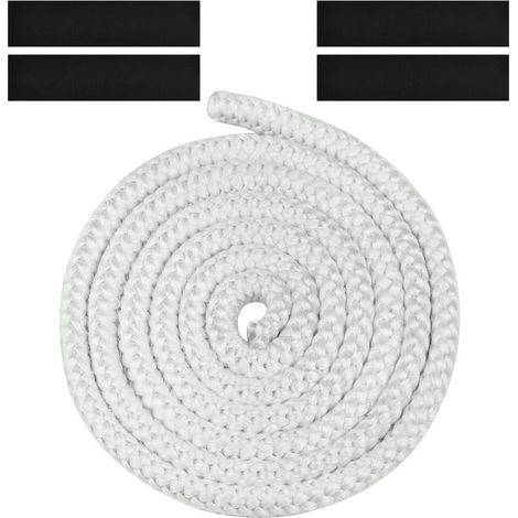 Joint Tressé pour Insert et Poêle, 12mm x 2.5m Joint en Fibre de Verre avec 4 Ruban,pour Poele a Bois, Cheminée,Blanc (1/5)