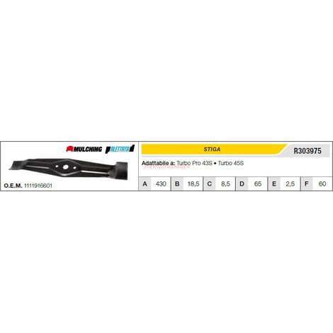 Lama STIGA trattorino tagliaerba rasaerba tosaerba turbo pro 43s R303975
