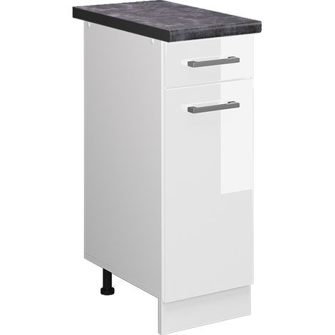 Küchenunterschrank R-Line, Weiß Hochglanz, 30 cm , AP Anthrazit, Vicco