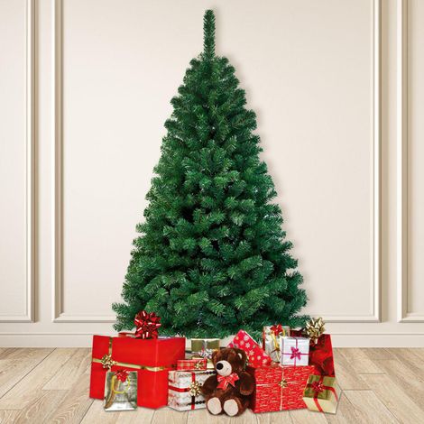 SWANEW Albero di Natale artificiale di 150 cm, albero di Natale artificiale con supporto, verde (1/5)