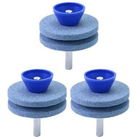 Affilatore per lame da tosaerba in 3 pezzi, affilatore per attrezzi da giardino, compatibile con trapani elettrici e manuali, blu