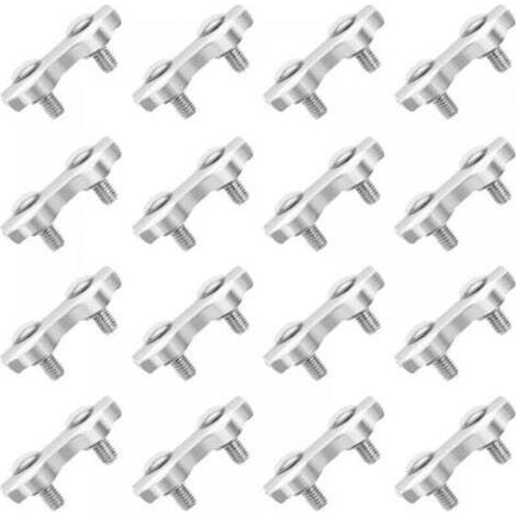 M2 Cable Clamp 18 Pcs Double Stainless Steel Cable Clamps for 2mm Stainless Steel Cable