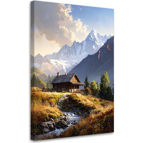 Quadro su tela Paesaggio montano casette natura 20x30 (1/5)