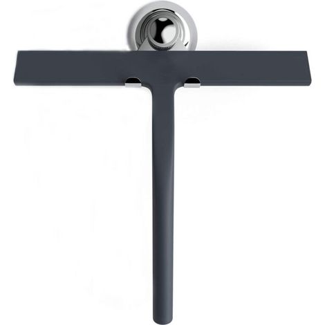 Shower Squeegee with Suction Cup Holder - 22.8cm Black - Bathroom Window Squeegee - Silicone Stainless Steel Window Cleaner with Hook Included - Shower Accessories - Household Cleaning Equipment (1/5)
