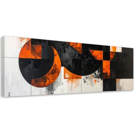 Stampe su Tela, Astrattismo cerchi forme nero arancione, 90x30 (1/5)