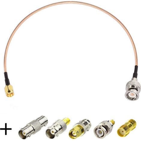 Câble RG316 Fin SMA Mâle à BNC Mâle 50Ohm 50cm avec Kit de 5 Adaptateurs SMA vers BNC pour Antennes Réseau Sans Fil WiFi Radio Antenne Externe (1/5)