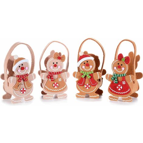 Borsette Natalizie in feltro omini pan di zenzero decorazioni per il Natale idea regalo 12 pezzi (1/2)
