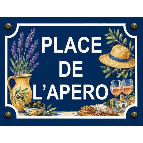 Plaque métal place de l'apéro provence 20 × 15 cm (1/2)